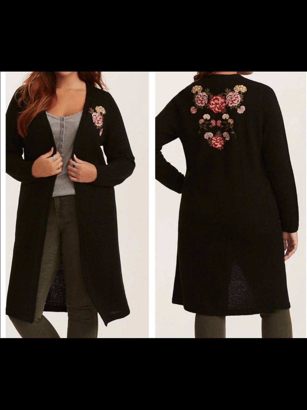 Torrid Floral Embroidery Open-Front Cardigan 
Size 2